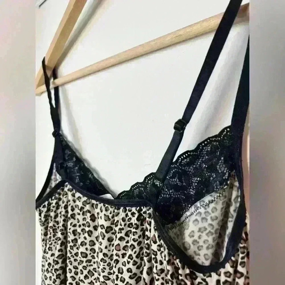 Vintage Jessica Womens  Leopard Print Babydoll Lace Cami Lingerie Top Large - Picture 6 of 11